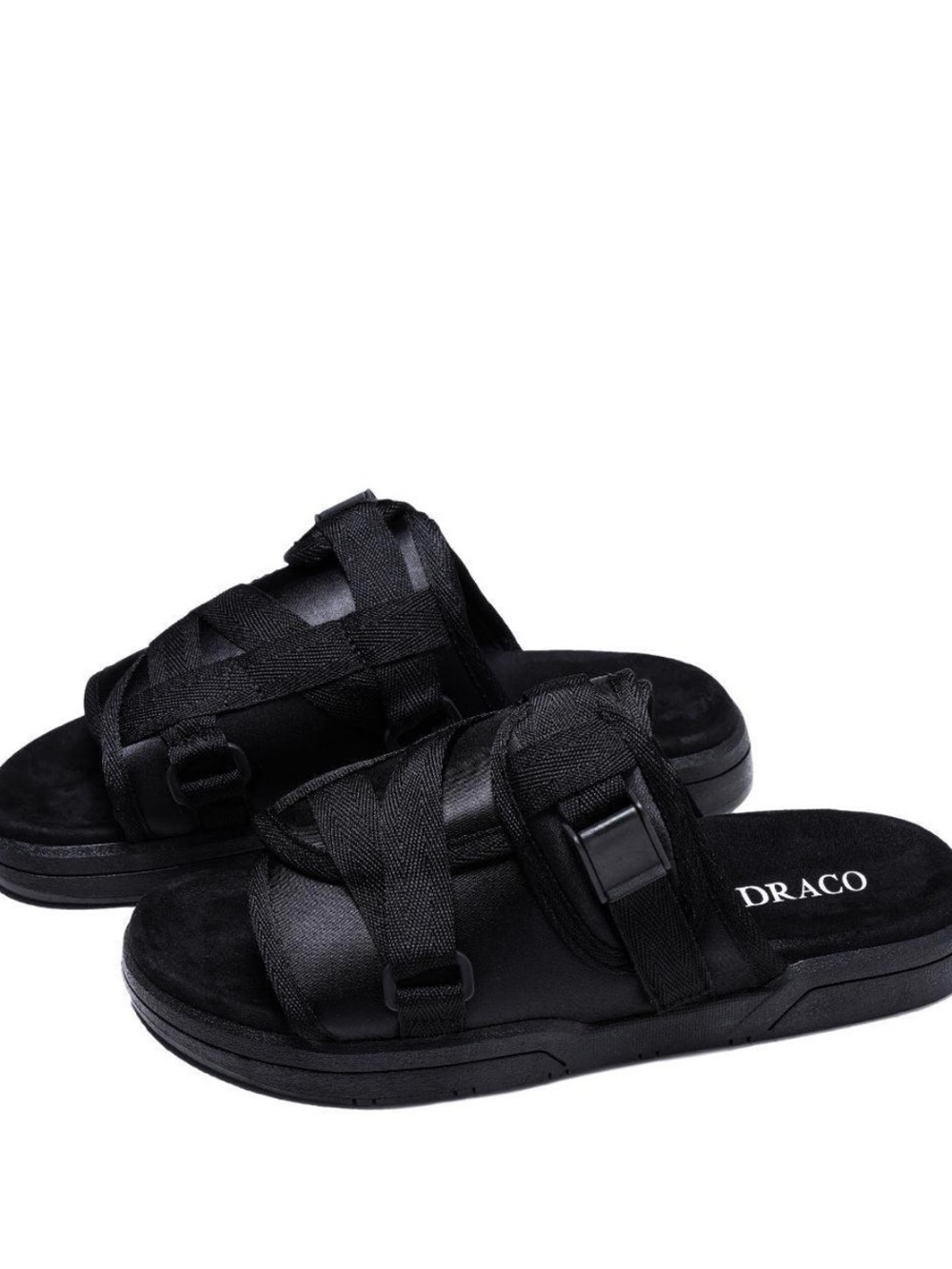 Draco Black Sandals Size 7/8 Adjustable Woven Straps